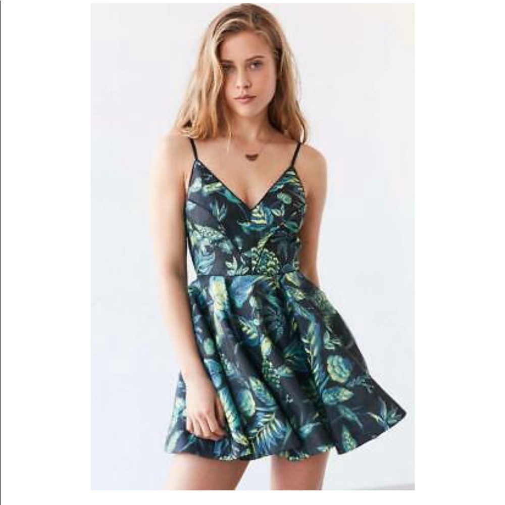 Urban Outfitter Silence and Noise 3D holographic print fit and flare mini dress